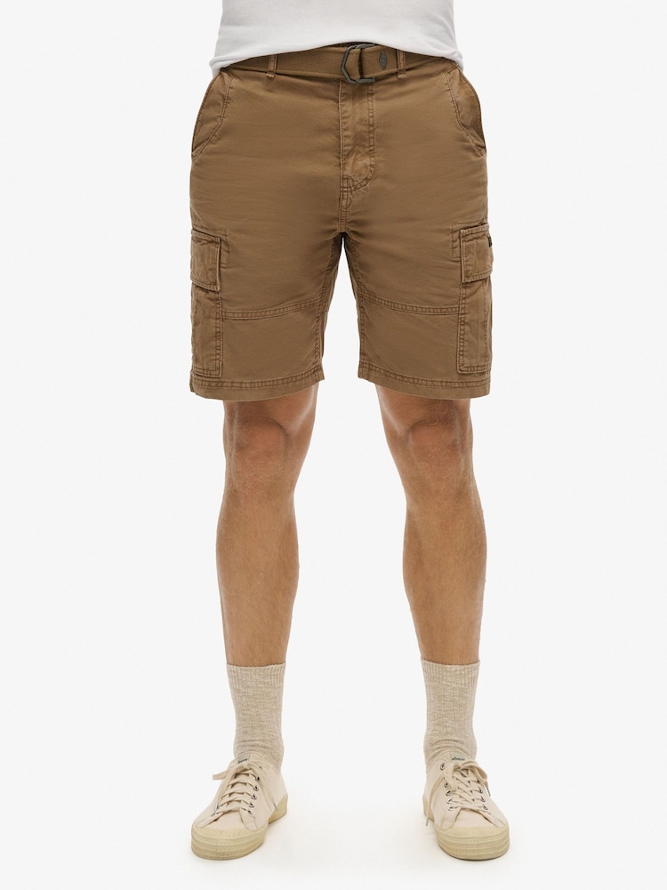 Superdry Brown Heavy Cargo 100% Cotton Shorts - Image 1 of 6