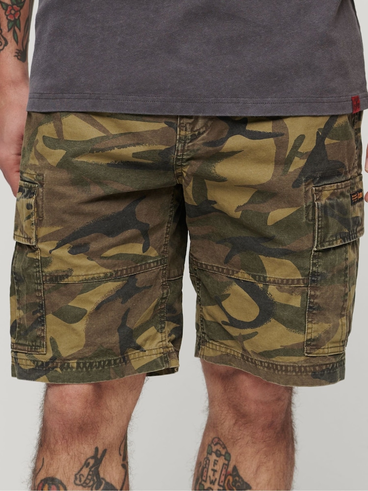 Superdry Green 100% Cotton Heavy Cargo Shorts - Image 1 of 5