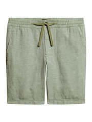 Superdry Green Drawstring Linen Shorts - Image 1 of 1