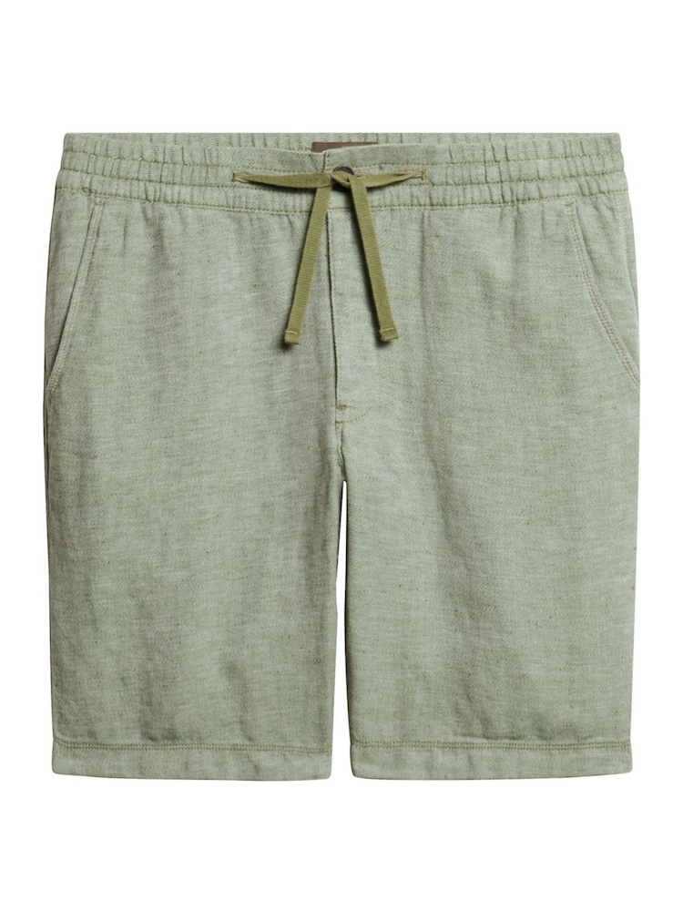 Superdry Green Drawstring Linen Shorts - Image 1 of 1