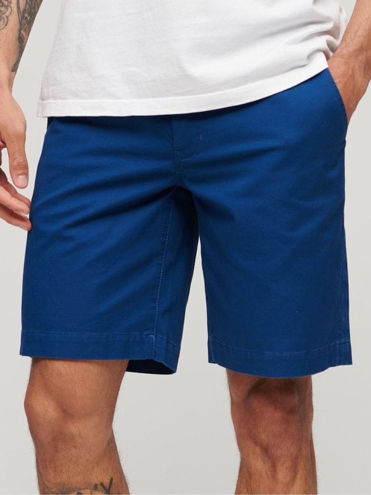 Superdry Blue Stretch Chinos Shorts - Image 1 of 5