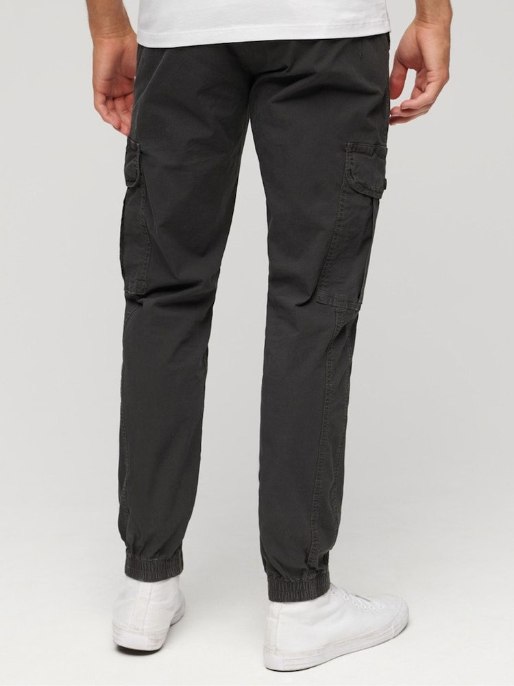 Superdry Black Slim Para 100% Cotton Cargo Trousers - Image 2 of 5