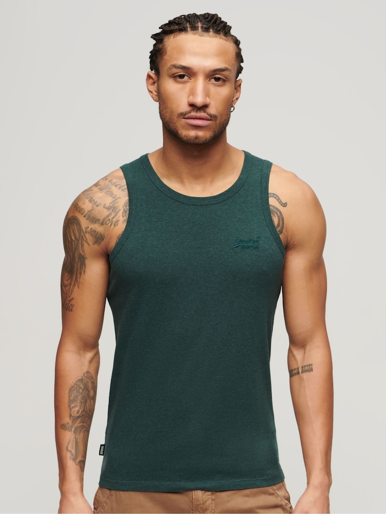 Superdry Green 100% Cotton Essential Logo Vest - Image 1 of 5