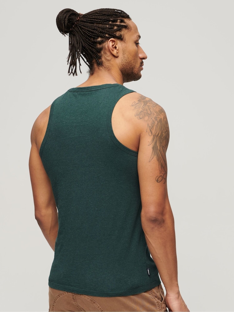 Superdry Green 100% Cotton Essential Logo Vest - Image 2 of 5