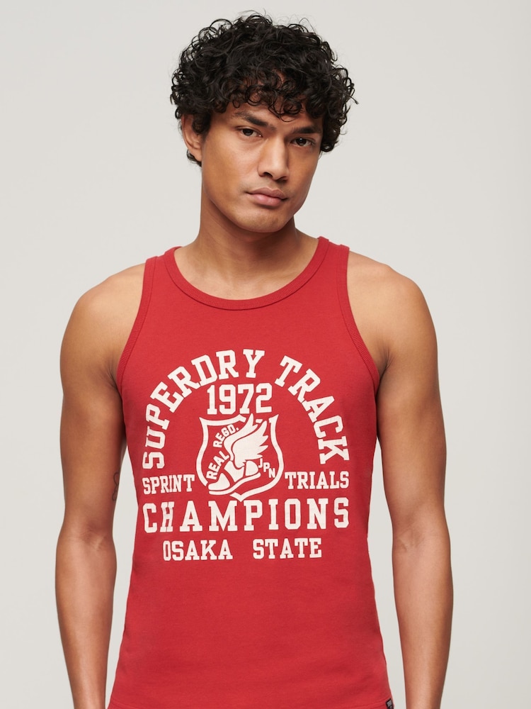 Superdry Red Track and Field Ath Graphic Vest - Image 1 of 6