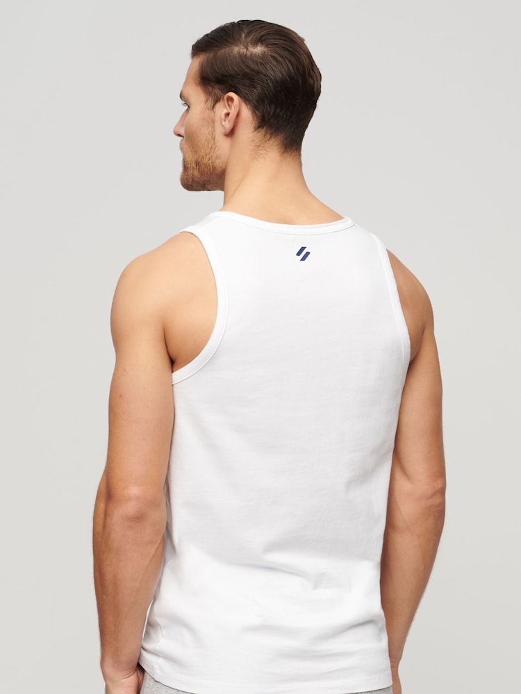 Superdry White Sportswear Logo Relaxed Vest - Image 2 of 3 Superdry White Sportswear Logo Relaxed Vest - Image 2 of 3