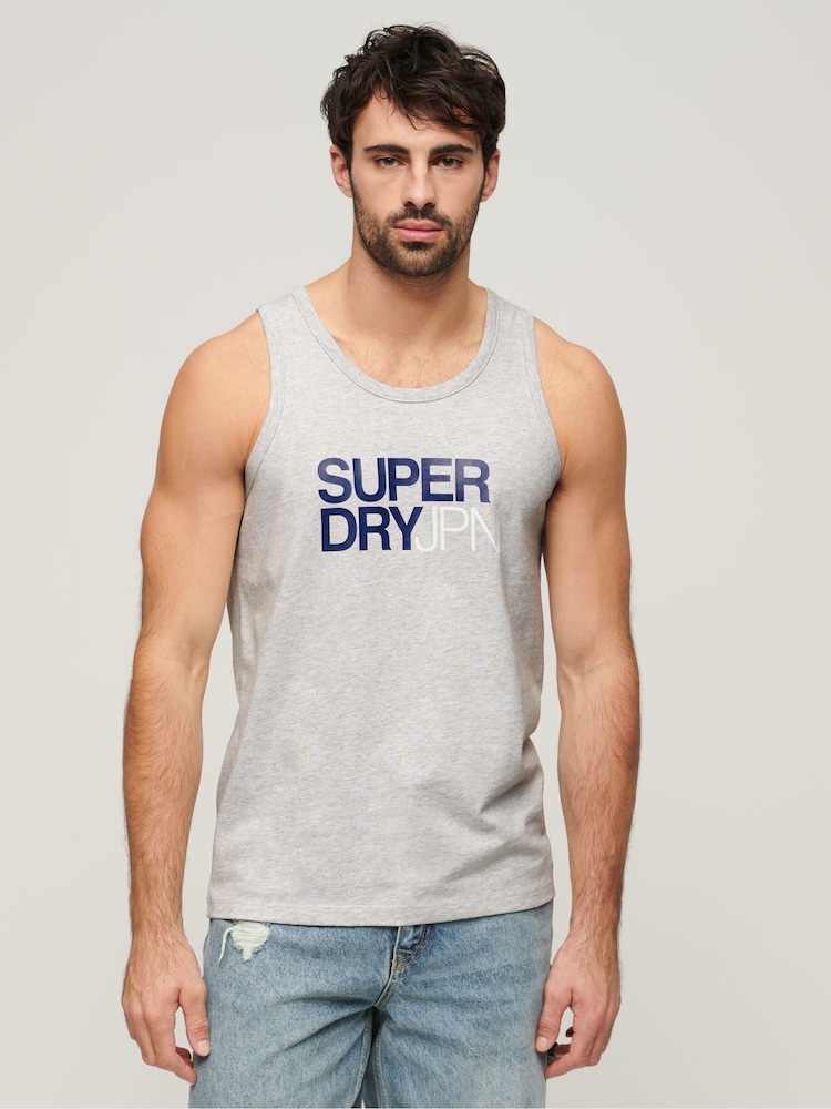 Superdry Grey Sportswear Logo Relaxed Vest - Image 1 of 4