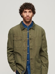 Superdry Green Merchant Cotton Work 100% Cotton Jacket - Image 1 of 6