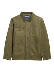 Superdry Green Merchant Cotton Work 100% Cotton Jacket - Image 4 of 6