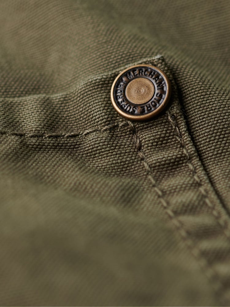 Superdry Green Merchant Cotton Work 100% Cotton Jacket - Image 6 of 6