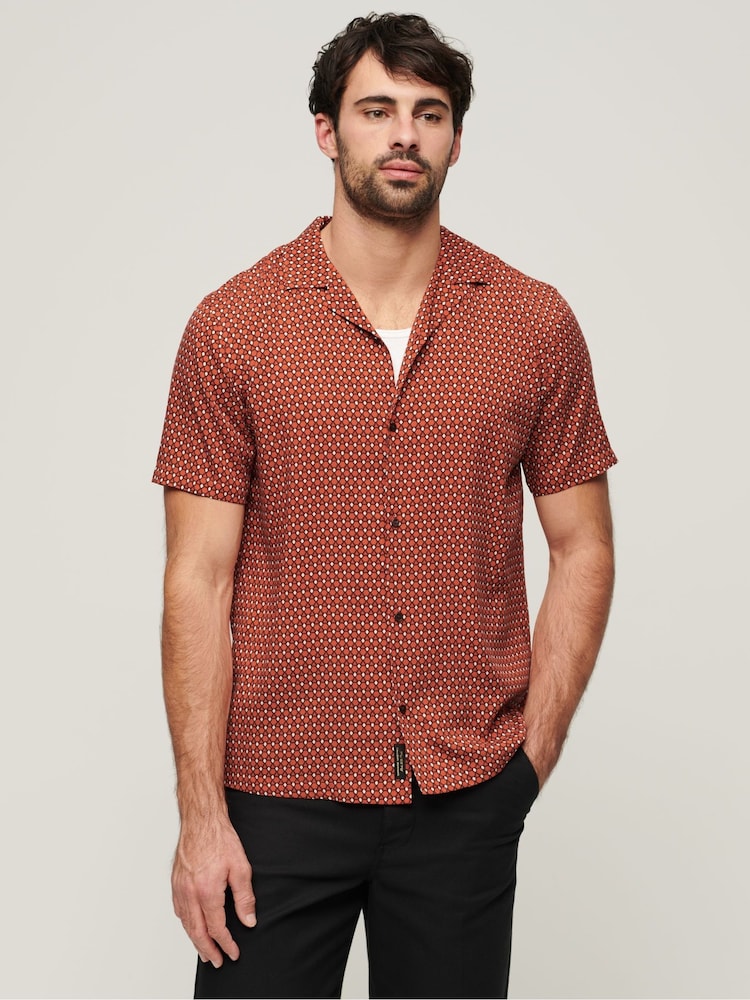 Superdry Red Short Sleeve Revere 70s Shirt - Image 1 of 6