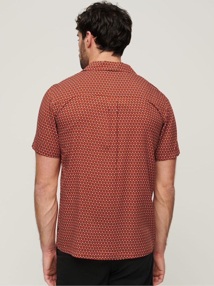 Superdry Red Short Sleeve Revere 70s Shirt - Image 2 of 6