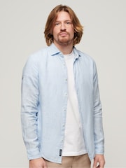 Superdry Blue Studios Casual Linen Long Sleeved Shirt - Image 1 of 5