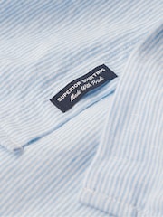 Superdry Blue Studios Casual Linen Long Sleeved Shirt - Image 4 of 5