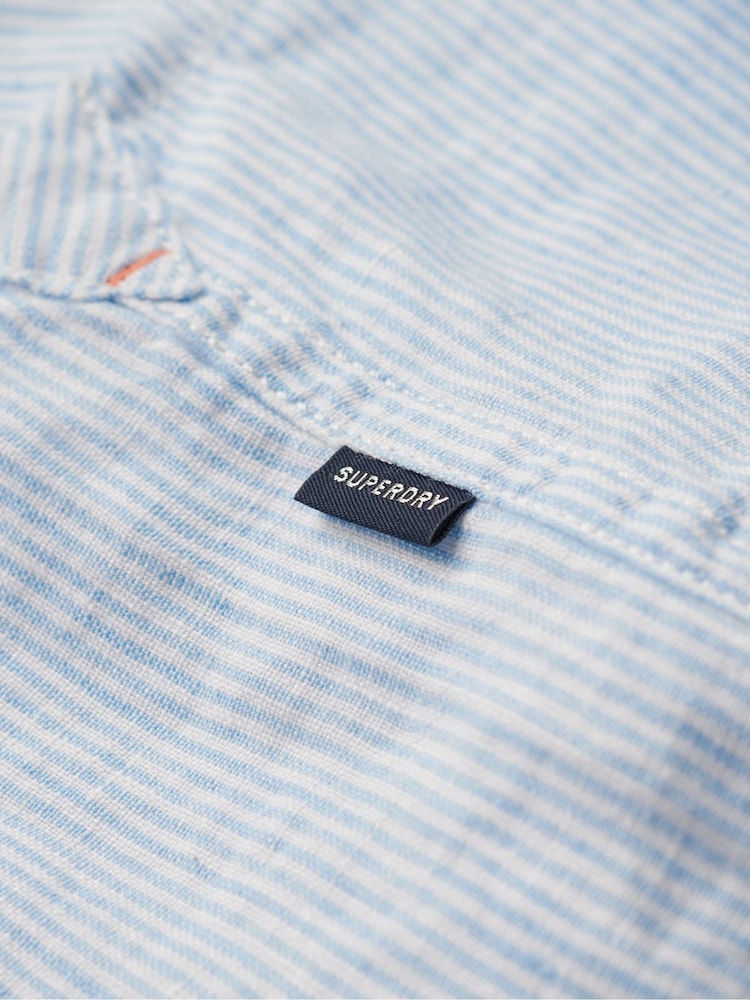 Superdry Blue Studios Casual Linen Long Sleeved Shirt - Image 5 of 5