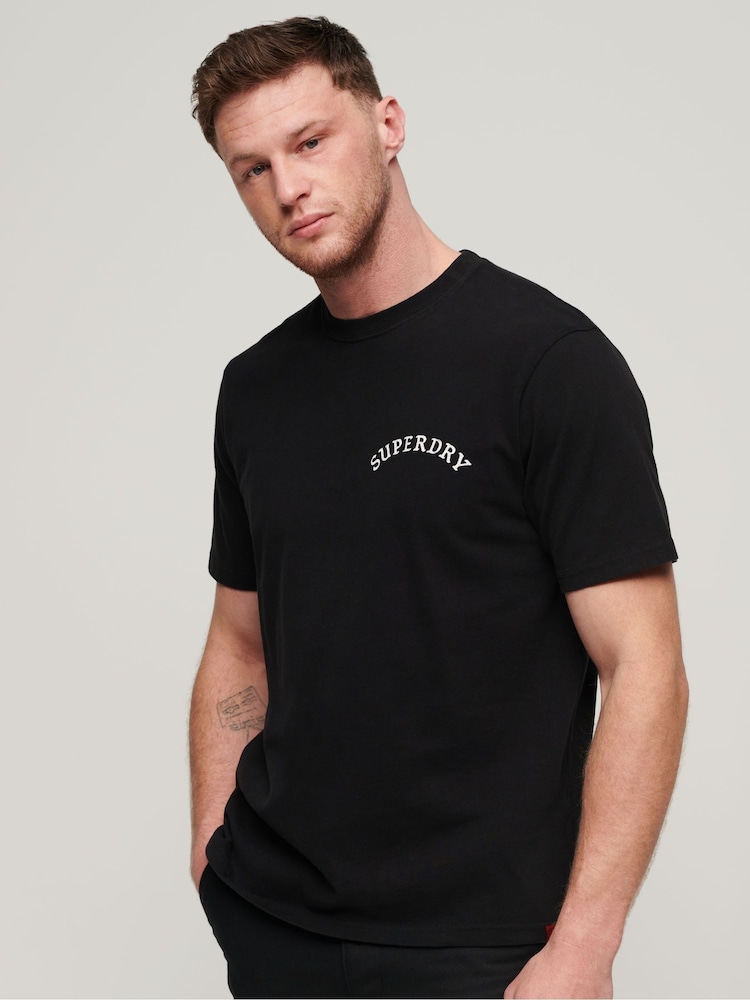 Superdry Black Tattoo Graphic Loose T- Shirt - Image 1 of 7