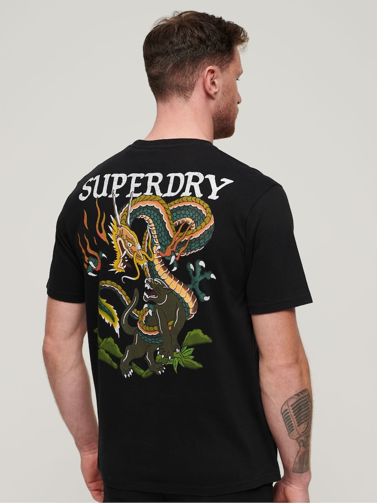 Superdry Black Tattoo Graphic Loose T- Shirt - Image 2 of 7