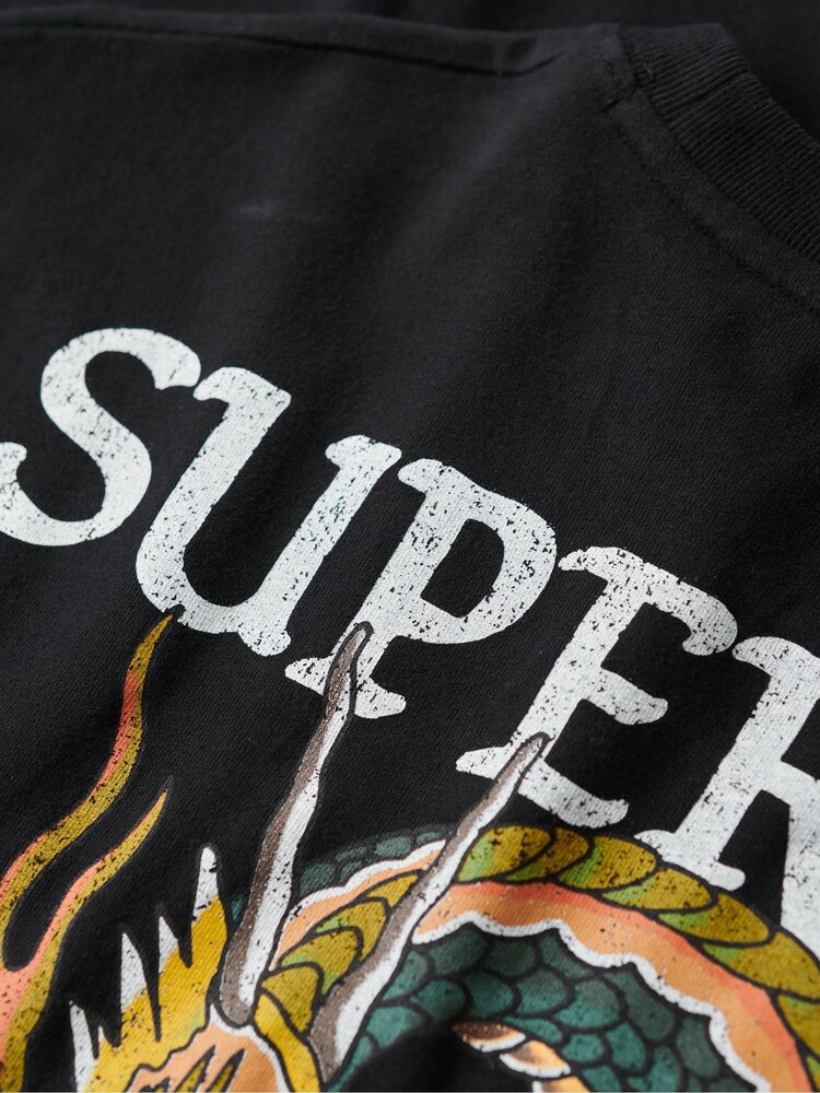 Superdry Black Tattoo Graphic Loose T- Shirt - Image 6 of 7
