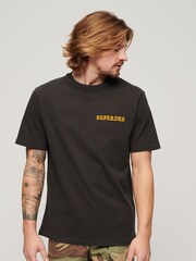 Superdry Brown 100% Cotton Tattoo Graphic Loose T-Shirt - Image 1 of 7