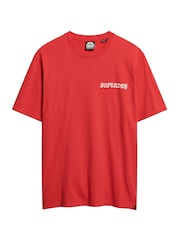 Rot - Superdry Lockeres T-Shirt aus 100% Baumwolle mit Tattoo-Grafik - Bild 4 von 6
