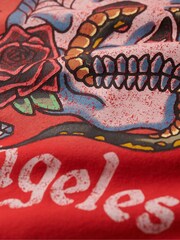 Rot - Superdry Lockeres T-Shirt aus 100% Baumwolle mit Tattoo-Grafik - Bild 5 von 6