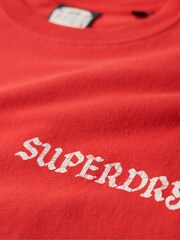 Rot - Superdry Lockeres T-Shirt aus 100% Baumwolle mit Tattoo-Grafik - Bild 6 von 6