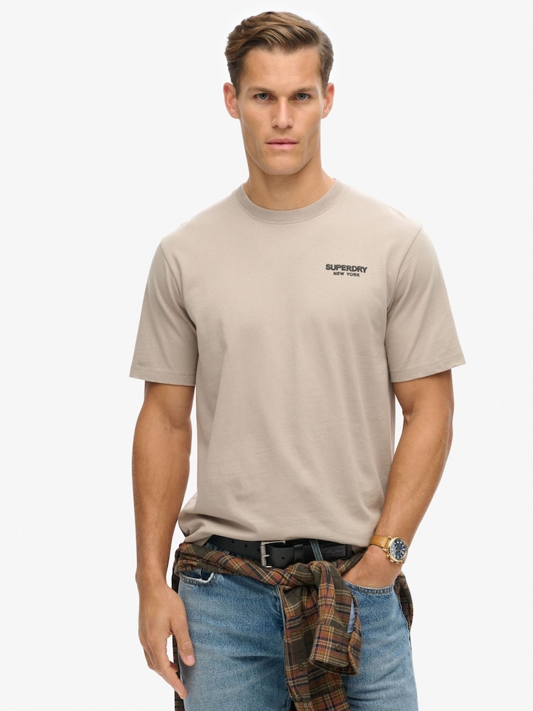 Superdry Brown 100% Cotton Luxury Sport Loose T-Shirt - Image 1 of 5