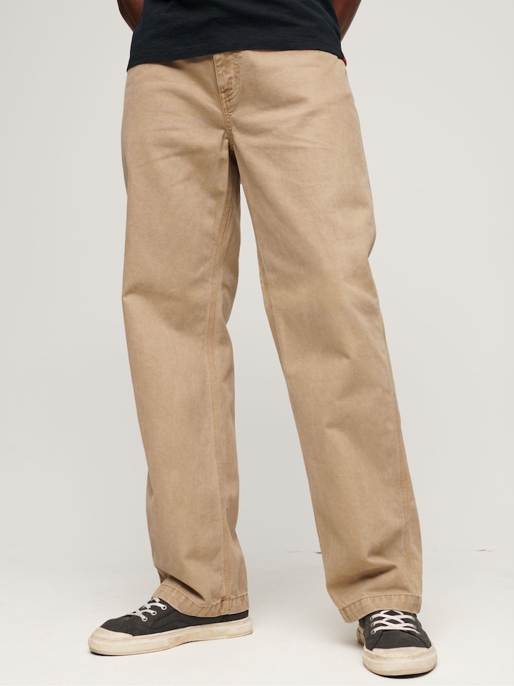 Superdry Brown Work 5 Pocket Joggers - Image 1 of 7 Superdry Brown Work 5 Pocket Joggers - Image 1 of 7