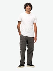 Superdry Grey Baggy Cargo 100% Cotton Trousers - Image 2 of 4