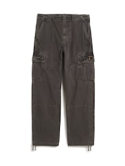 Superdry Grey Baggy Cargo 100% Cotton Trousers - Image 4 of 4