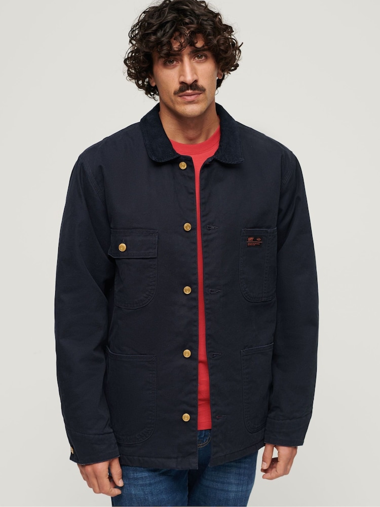 Superdry Eclipse Navy Surplus 4 Pocket Chore Jacket - Image 1 of 4