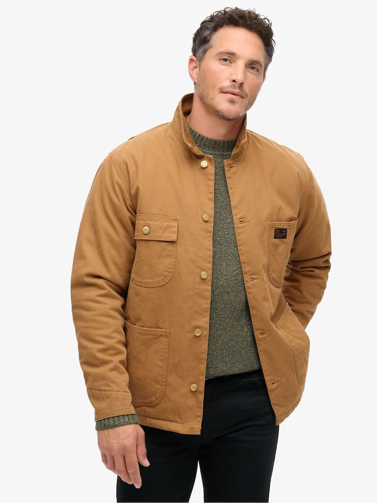 Superdry Brown Surplus 4 Pocket Chore 100% Cotton Jacket - Image 2 of 8