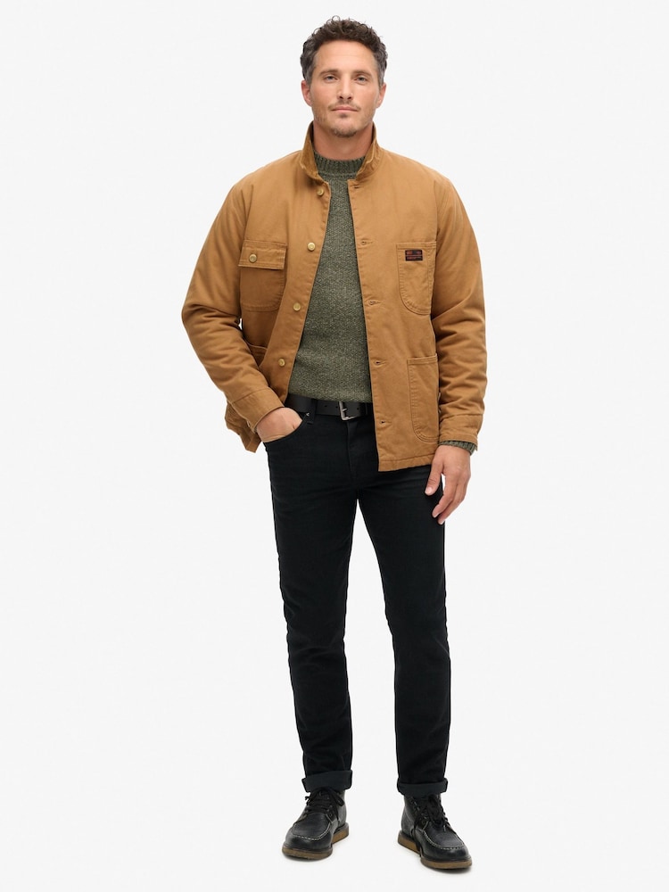 Superdry Brown Surplus 4 Pocket Chore 100% Cotton Jacket - Image 4 of 8