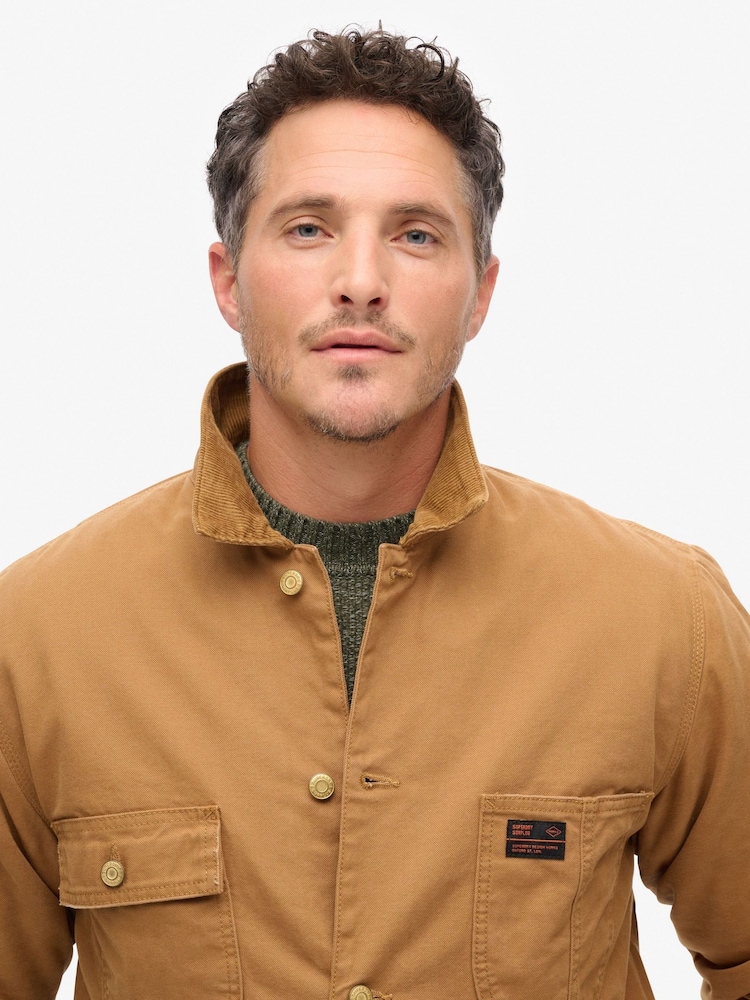 Superdry Brown Surplus 4 Pocket Chore 100% Cotton Jacket - Image 5 of 8