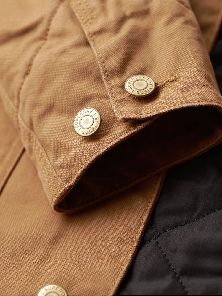 Superdry Brown Surplus 4 Pocket Chore 100% Cotton Jacket - Image 7 of 8