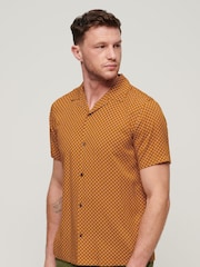 Superdry Brown Short Sleeve Revere 70s Shirt - Image 1 of 6