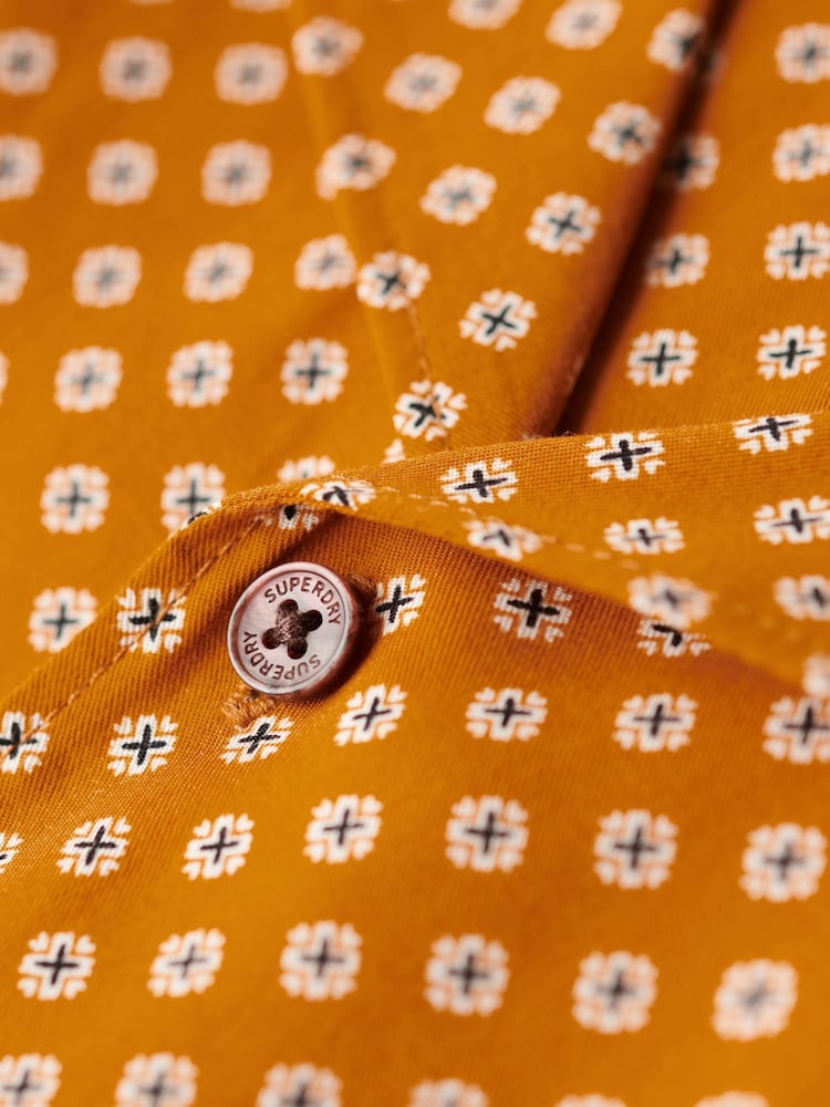 Superdry Brown Short Sleeve Revere 70s Shirt - Image 6 of 6