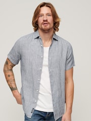 Superdry Grey Studios Casual Linen Short Sleeved Shirt - Image 1 of 6