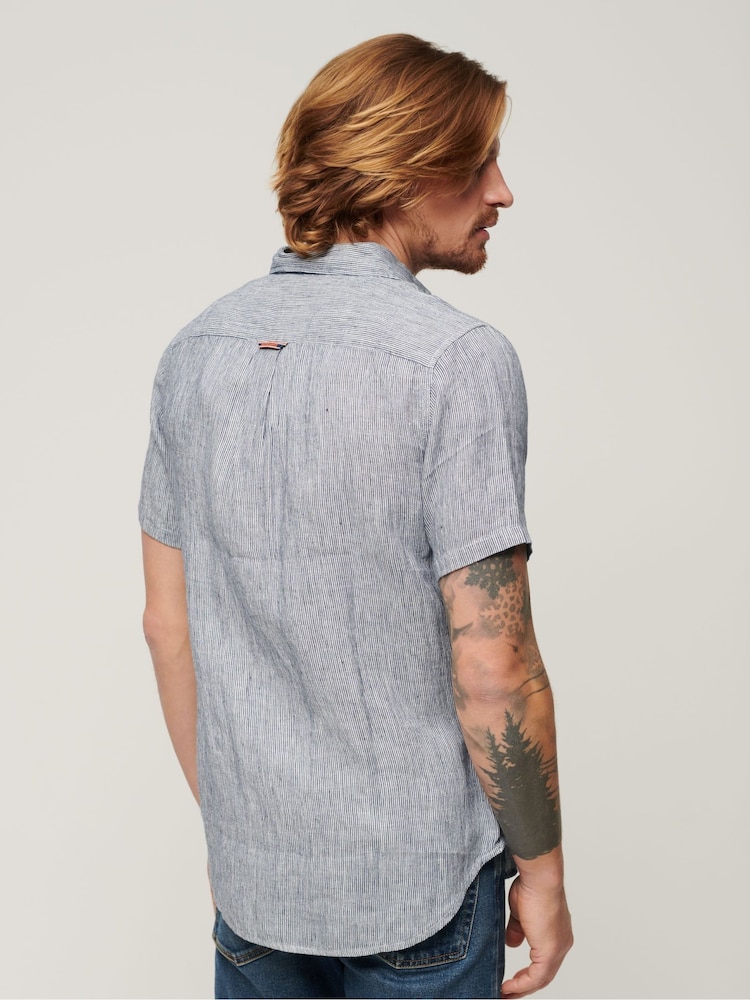Superdry Grey Studios Casual Linen Short Sleeved Shirt - Image 2 of 6
