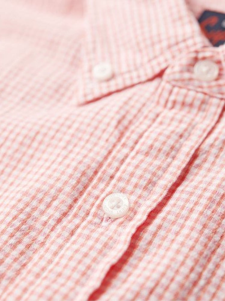 Superdry Pink 100% Cotton Seersucker Short Sleeved Shirt - Image 6 of 6