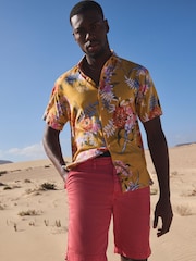Superdry Yellow Short Sleeve Hawaiian Printed Shirt - Image 2 of 9
