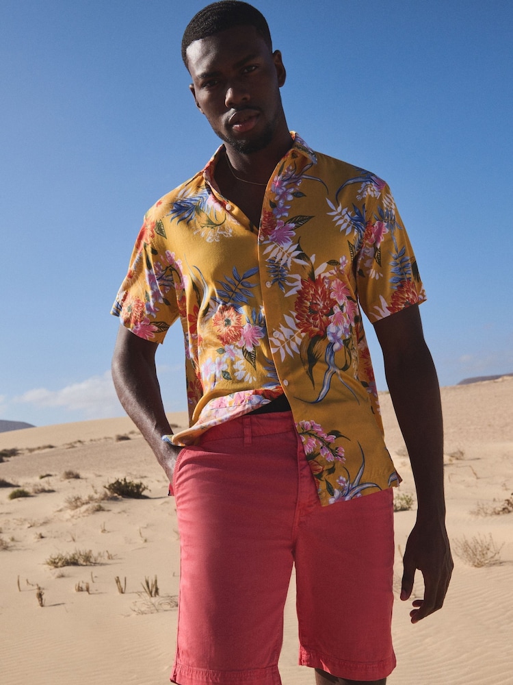 Superdry Yellow Short Sleeve Hawaiian Printed Shirt - Image 2 of 9