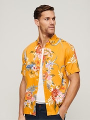 Superdry Yellow Short Sleeve Hawaiian Printed Shirt - Image 4 of 9