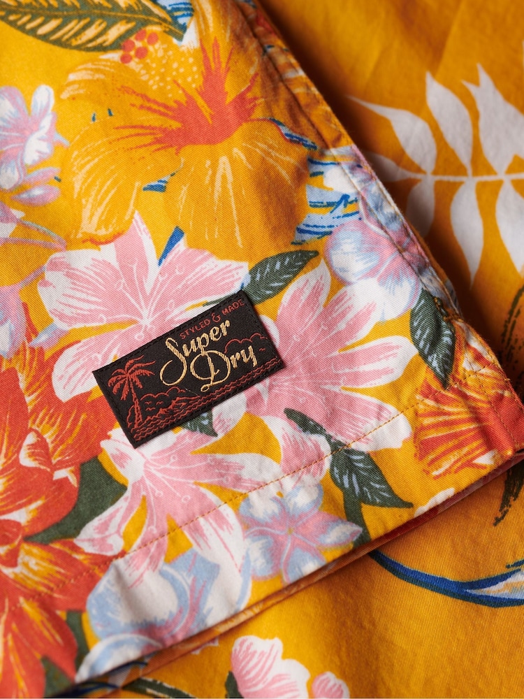 Superdry Yellow Short Sleeve Hawaiian Printed Shirt - Image 9 of 9