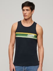 Superdry Blue Cali Striped Logo Vest - Image 1 of 4