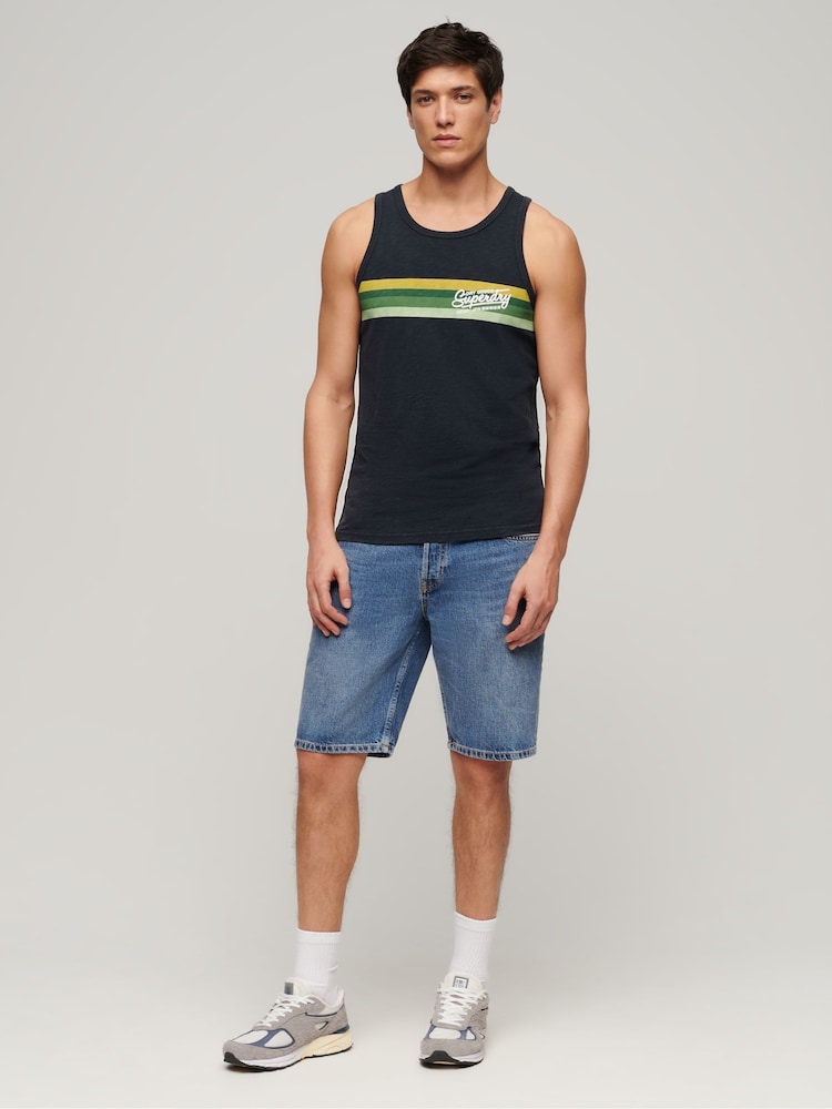 Superdry Blue Cali Striped Logo Vest - Image 2 of 4