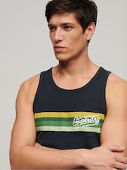 Superdry Blue Cali Striped Logo Vest - Image 3 of 4