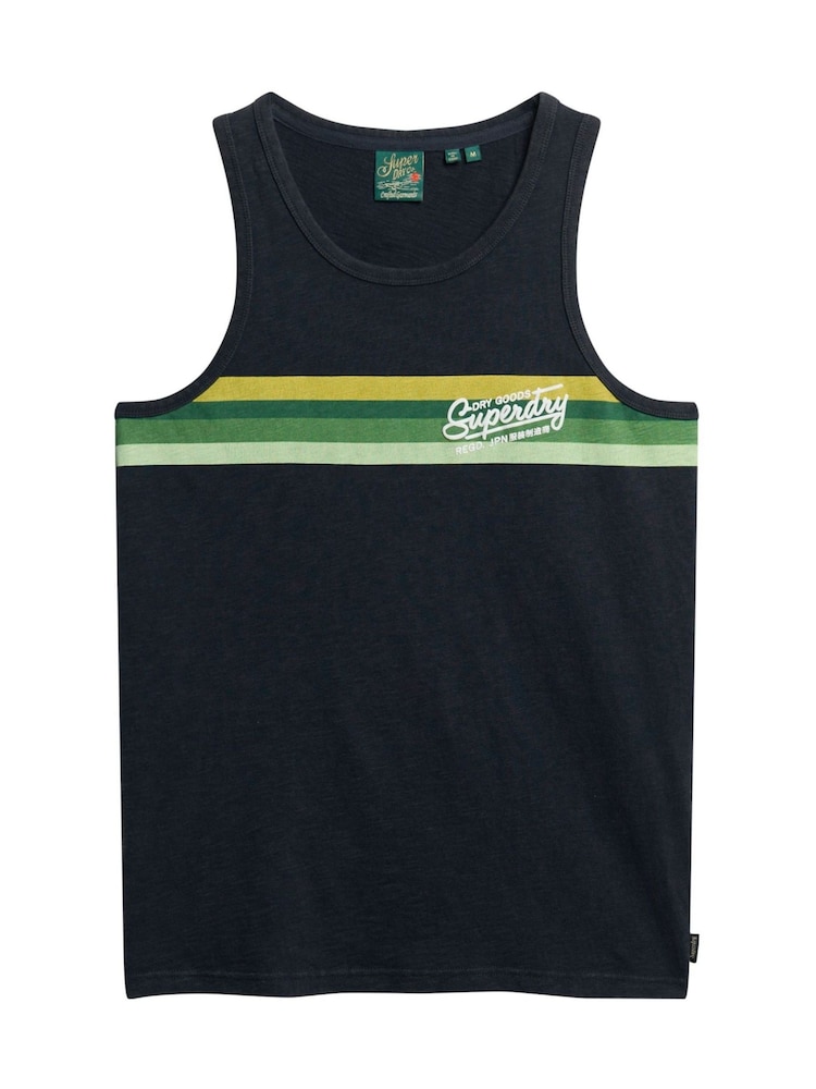Superdry Blue Cali Striped Logo Vest - Image 4 of 4