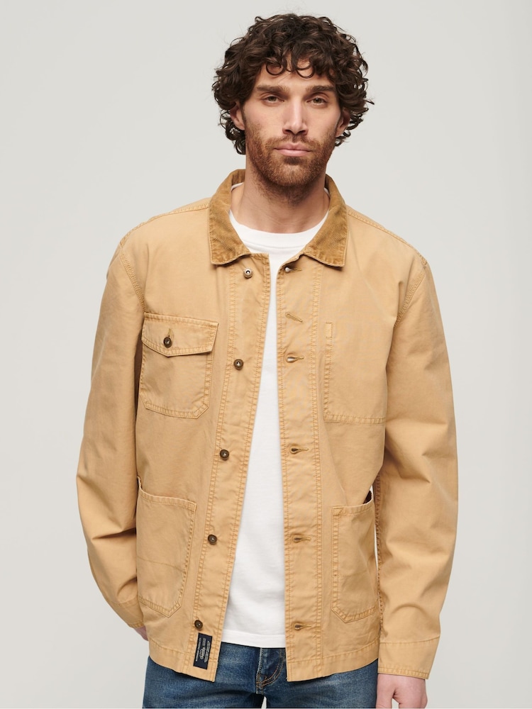 Superdry Brown Merchant Cotton Work 100% Cotton Jacket - Image 1 of 4