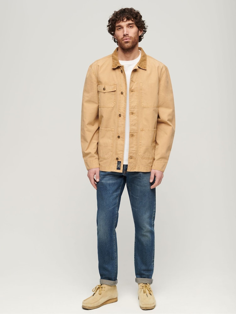Superdry Brown Merchant Cotton Work 100% Cotton Jacket - Image 2 of 4